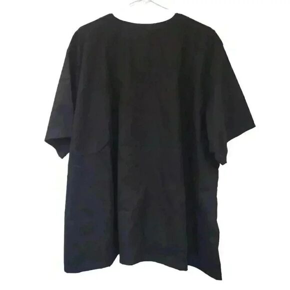 Landau Women's Black Poly/Cotton Snap Front V-Neck Short Sleeve Relaxed Fit 4 Po - Picture 6 of 13